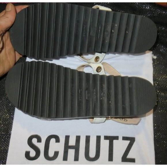 SCHUTZ White Brazilian Leather Grommet Embellished Eyelet sandals w/ dustbag 8 - Picture 2 of 3